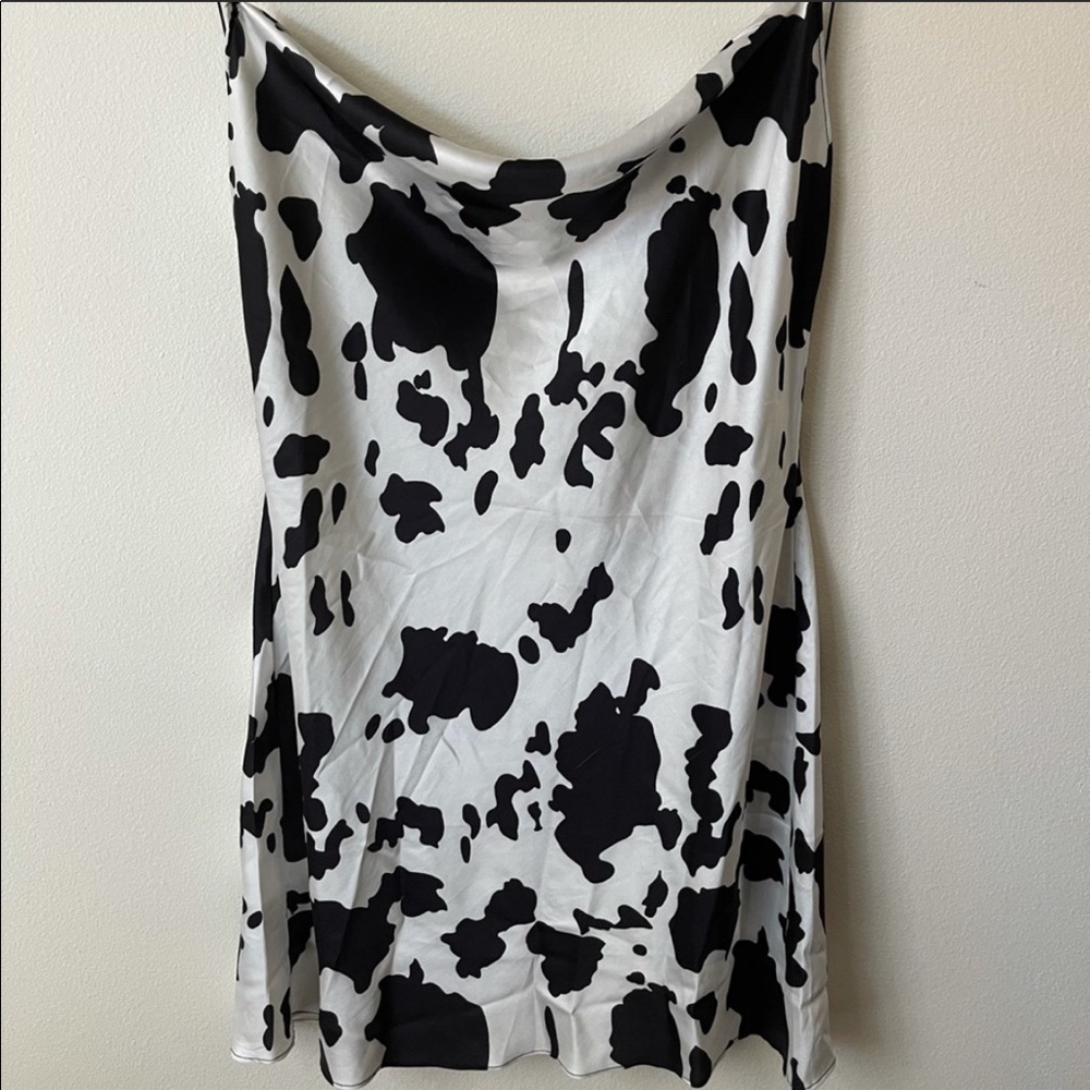 Cow print slip dress